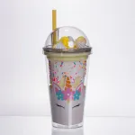 пластиковий стакан з трубочкою і кришкою 400 мл багаторазовий Жовтий HP-18-1Y (HP-18-1Y)