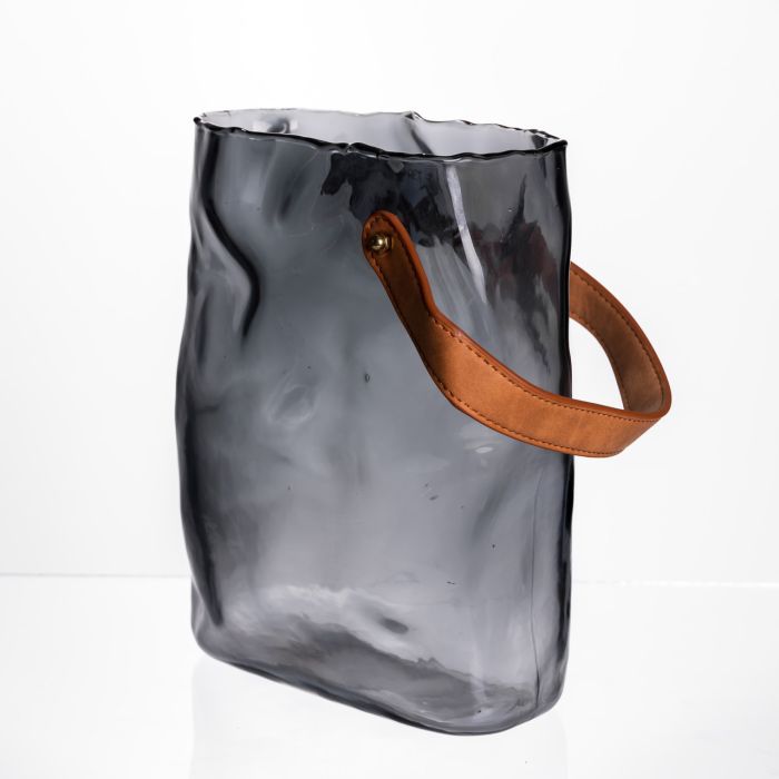 Подарункова скляна ваза сумочка з ручкою 18×9×25 (см) декоративна Сірий HP-19-157-2 (HP-19-157-2) - изображение 2