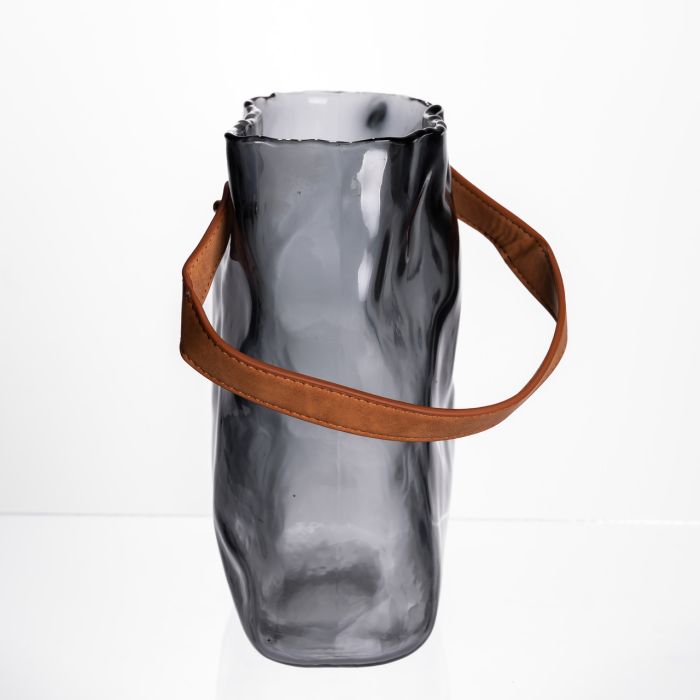 Подарункова скляна ваза сумочка з ручкою 18×9×25 (см) декоративна Сірий HP-19-157-2 (HP-19-157-2) - изображение 3