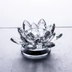 Підсвічник лотос скляний на одну свічку 11×11×6 см декоративний прозорий (HP-4-90)