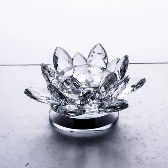 Підсвічник лотос скляний на одну свічку 11×11×6 см декоративний прозорий (HP-4-90) - изображение 1