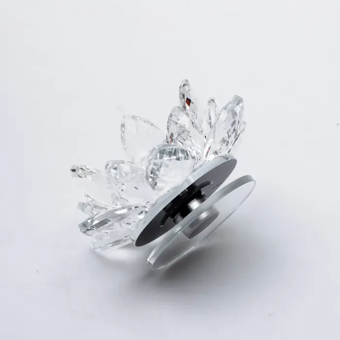 Підсвічник лотос скляний на одну свічку 11×11×6 см декоративний прозорий (HP-4-90) - изображение 2