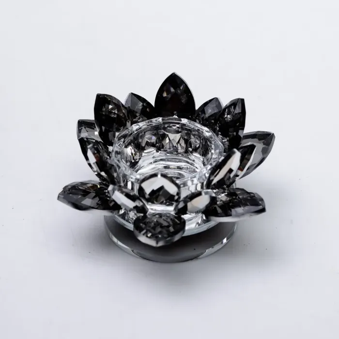 Підсвічник лотос скляний на одну свічку 11×11×6 см декоративний Сірий (HP-4-92) - изображение 1