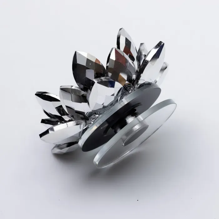 Підсвічник лотос скляний на одну свічку 11×11×6 см декоративний Сірий (HP-4-92) - изображение 2