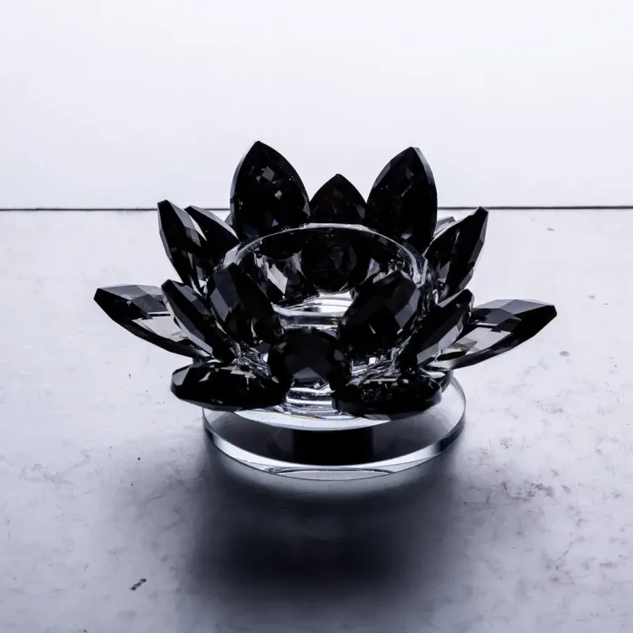 Підсвічник лотос скляний на одну свічку 11×11×6 см декоративний Сірий (HP-4-92) - изображение 3