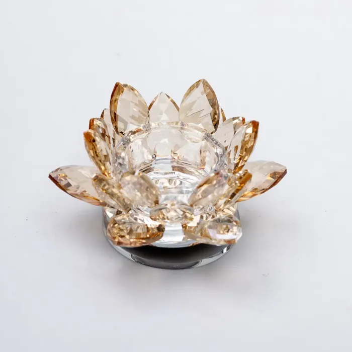 Підсвічник лотос скляний на одну свічку 11×11×6 см декоративний Золотистий (HP-4-91) - изображение 1