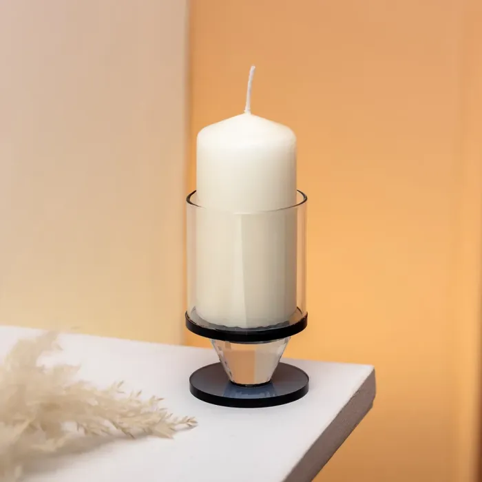 Підсвічник скляний 6×10 см на одну свічку підсвічник келих на ніжці декоративний Сірий (HP-4-19S) - изображение 3