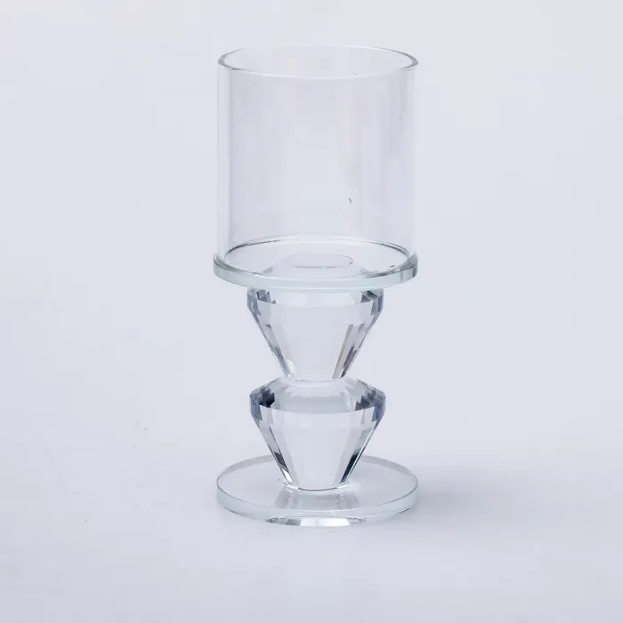 Підсвічник скляний 6×13.3 см на одну свічку підсвічник келих на ніжці декоративний прозорий (HP-4-28M) - зображення 2