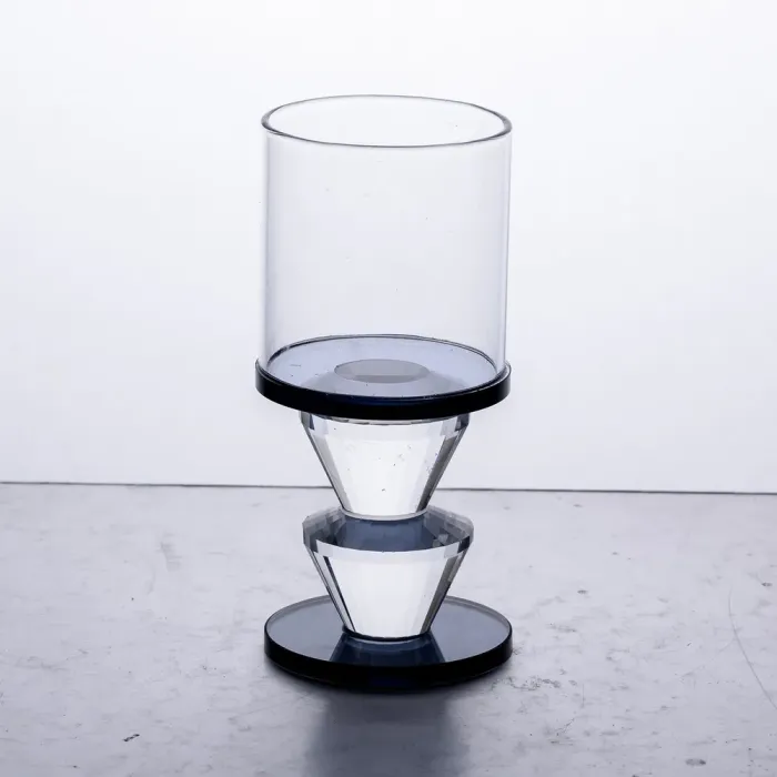 Підсвічник скляний 6×13 см на одну свічку підсвічник келих на ніжці декоративний Сірий (HP-4-20M) - изображение 1