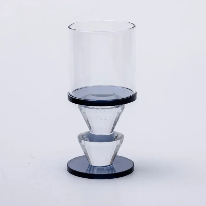 Підсвічник скляний 6×13 см на одну свічку підсвічник келих на ніжці декоративний Сірий (HP-4-20M) - изображение 2