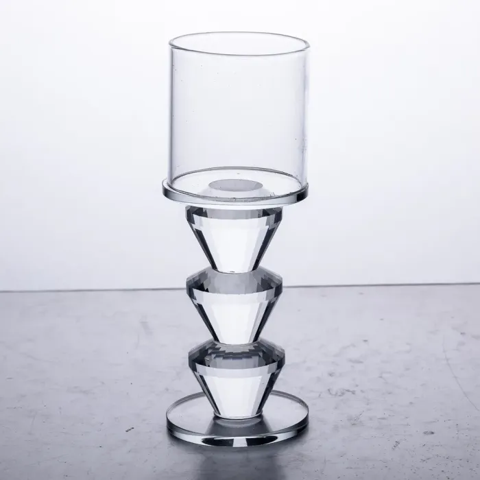 Підсвічник скляний 6×16.5 см на одну свічку підсвічник келих на ніжці декоративний прозорий (HP-4-29L) - изображение 1