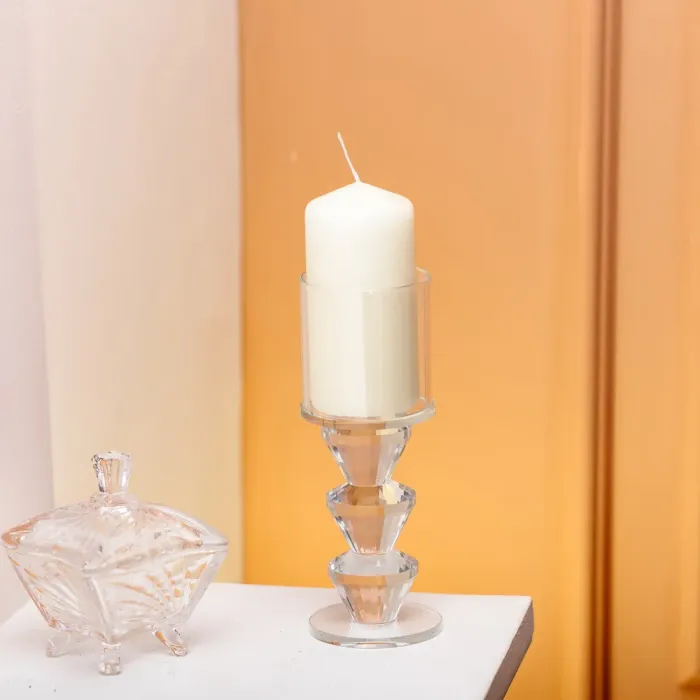 Підсвічник скляний 6×16.5 см на одну свічку підсвічник келих на ніжці декоративний прозорий (HP-4-29L) - изображение 3