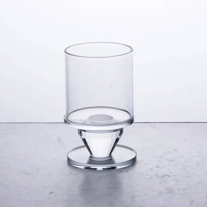 Підсвічник скляний 6×9.3 см на одну свічку підсвічник келих на ніжці декоративний прозорий (HP-4-27S) - изображение 1
