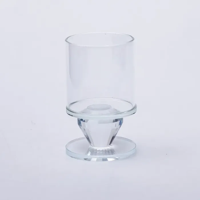 Підсвічник скляний 6×9.3 см на одну свічку підсвічник келих на ніжці декоративний прозорий (HP-4-27S) - изображение 2