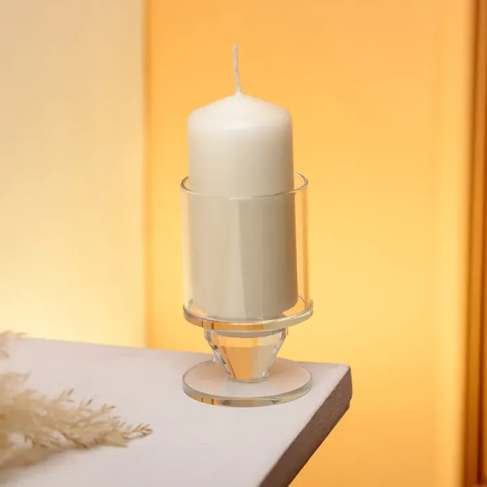 Підсвічник скляний 6×9.3 см на одну свічку підсвічник келих на ніжці декоративний прозорий (HP-4-27S) - изображение 3