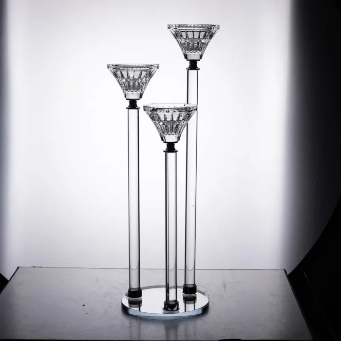 Підсвічник скляний на 3 свічки 12×37 см підсвічник декоративний прозорий на ніжці (HP-4-17) - изображение 2