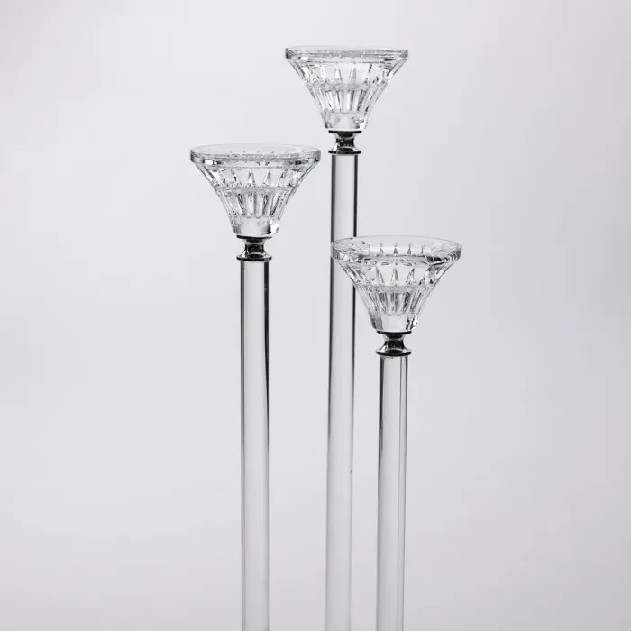 Підсвічник скляний на 3 свічки 12×37 см підсвічник декоративний прозорий на ніжці (HP-4-17) - изображение 4