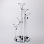 Підсвічник скляний на 5 свічок 16×37.5 см підсвічник декоративний прозорий на ніжці (HP-4-18)