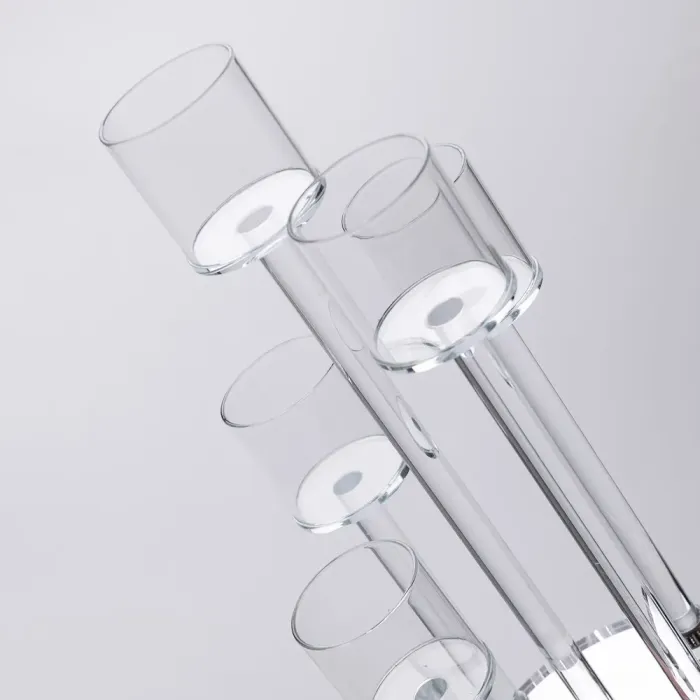 Підсвічник скляний на 5 свічок 16×38 см підсвічник декоративний прозорий на ніжці (HP-4-14) - изображение 5