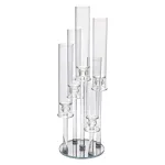 Підсвічник скляний на 5 свічок 20×72.5 см підсвічник декоративний прозорий на ніжці (HP-4-64)