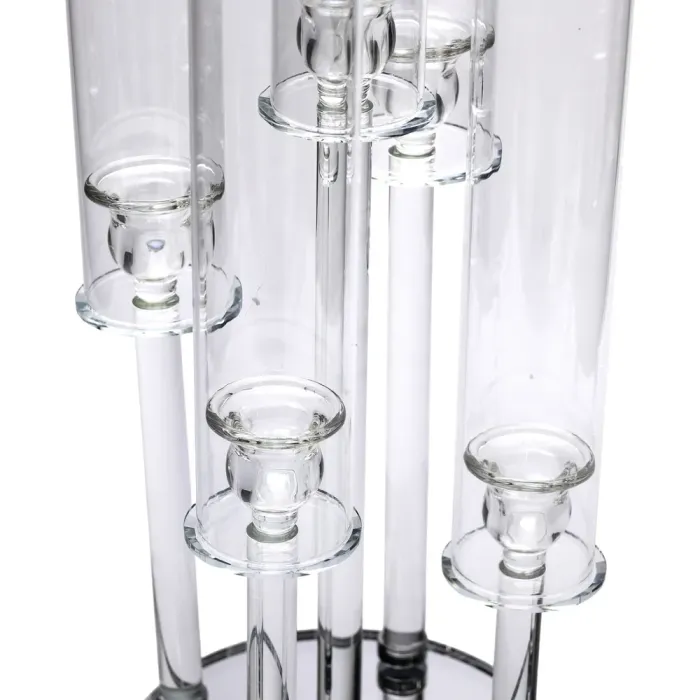 Підсвічник скляний на 5 свічок 20×72.5 см підсвічник декоративний прозорий на ніжці (HP-4-64) - изображение 4