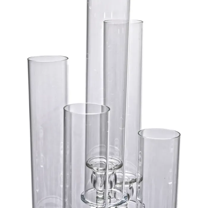 Підсвічник скляний на 5 свічок 20×72.5 см підсвічник декоративний прозорий на ніжці (HP-4-64) - изображение 5