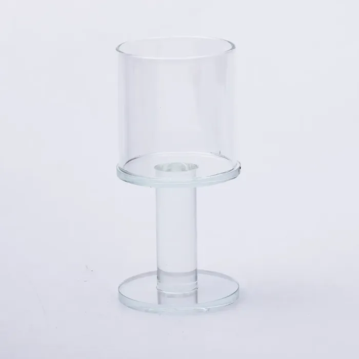Підсвічник скляний на ніжці 6×12.5 см підсвічник келих декоративний прозорий (HP-4-37S) - изображение 2