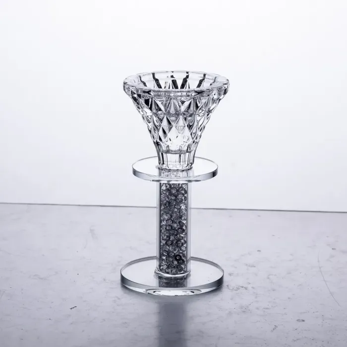 Підсвічник скляний на ніжці 6×12 см декоративний прозорий підсвічник на стіл (HP-4-60M) - зображення 1