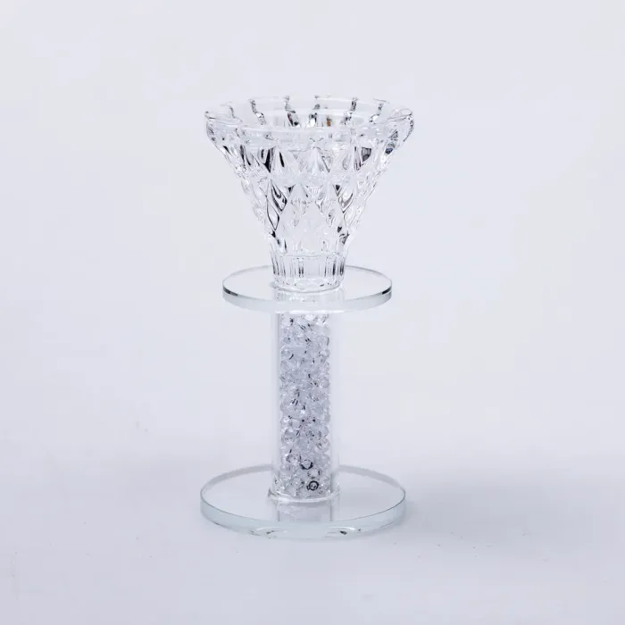 Підсвічник скляний на ніжці 6×12 см декоративний прозорий підсвічник на стіл (HP-4-60M) - зображення 2