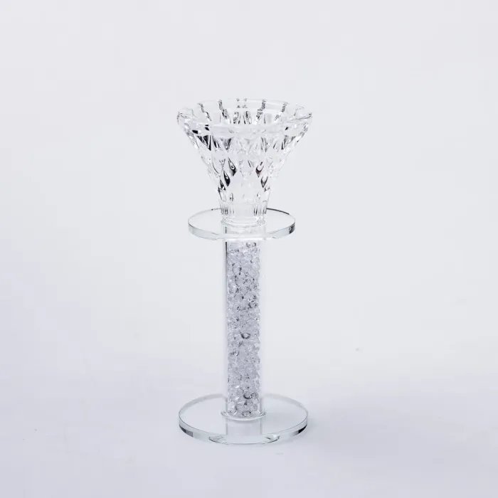 Підсвічник скляний на ніжці 6×15 см декоративний прозорий підсвічник на стіл (HP-4-61L) - изображение 2
