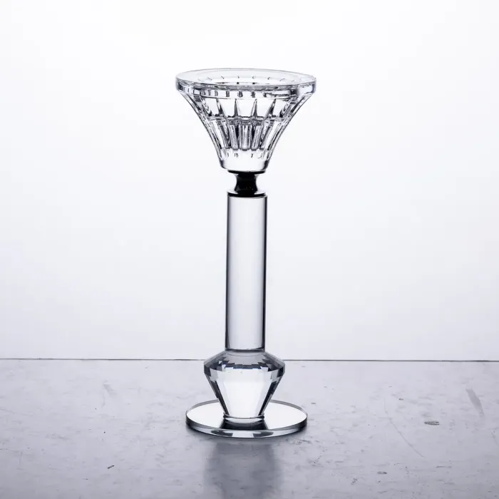 Підсвічник скляний на ніжці  6×17.3 см прозорий декоративний підсвічник на стіл (HP-4-10S) - изображение 1