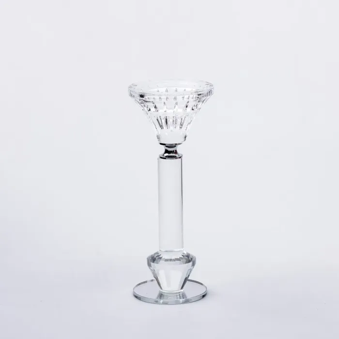 Підсвічник скляний на ніжці  6×17.3 см прозорий декоративний підсвічник на стіл (HP-4-10S) - изображение 2