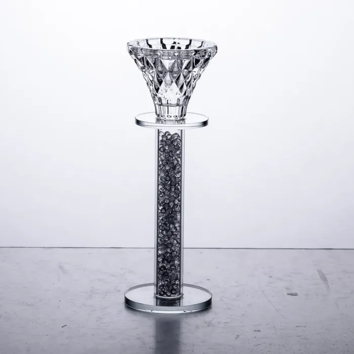 Підсвічник скляний на ніжці 6×18 см декоративний прозорий підсвічник на стіл (HP-4-62XL) - изображение 1