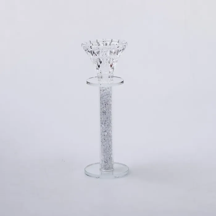 Підсвічник скляний на ніжці 6×18 см декоративний прозорий підсвічник на стіл (HP-4-62XL) - изображение 2