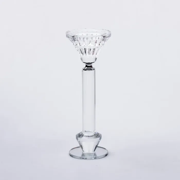 Підсвічник скляний на ніжці  6×19.5 см прозорий декоративний підсвічник на стіл (HP-4-11M) - зображення 2