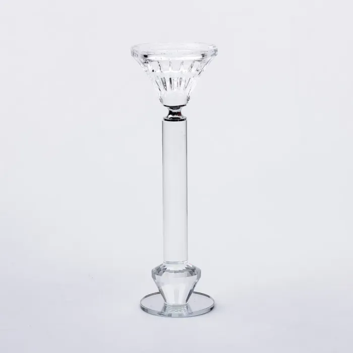 Підсвічник скляний на ніжці  6×21.3 см прозорий декоративний підсвічник на стіл (HP-4-12L) - изображение 1