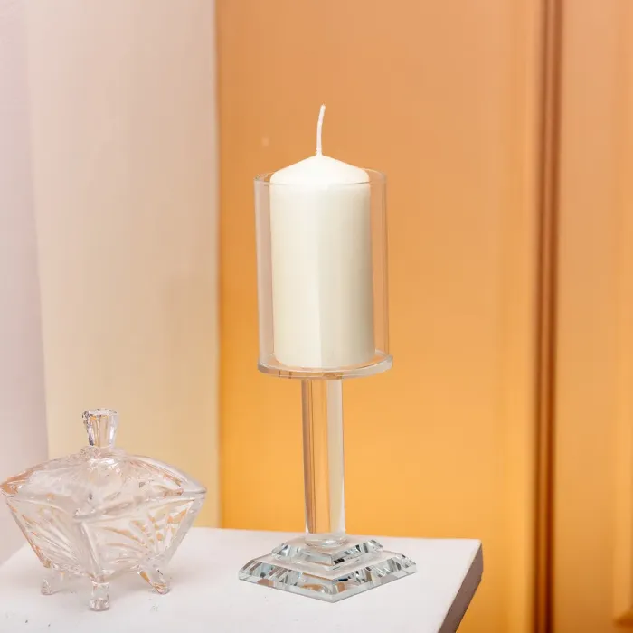 Підсвічник скляний на ніжці 6.5×20 см підсвічник келих декоративний прозорий (HP-4-40S) - изображение 3
