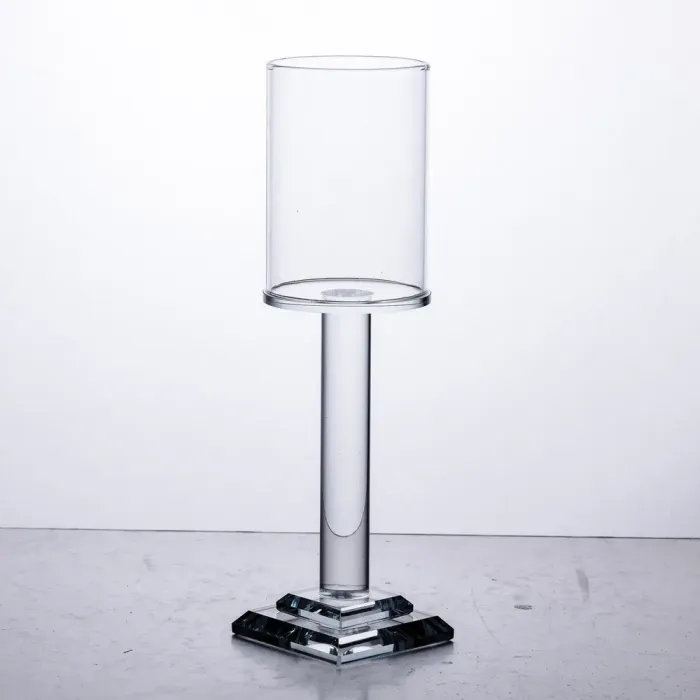 Підсвічник скляний на ніжці 6.5×23 см підсвічник келих декоративний прозорий (HP-4-41M) - изображение 1