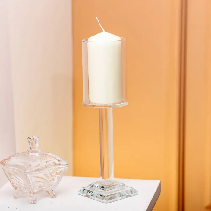 Підсвічник скляний на ніжці 6.5×23 см підсвічник келих декоративний прозорий (HP-4-41M) - изображение 4