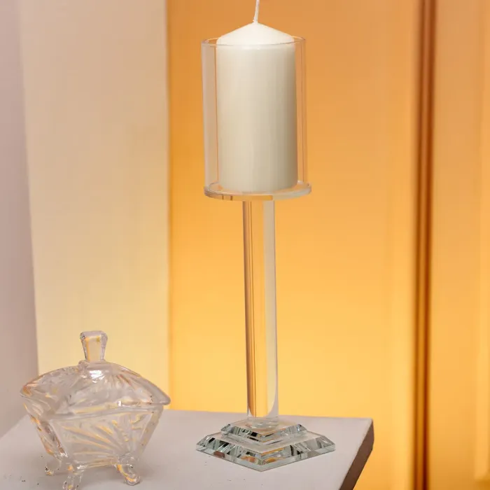 Підсвічник скляний на ніжці 6.5×26 см підсвічник келих декоративний прозорий (HP-4-42L) - изображение 4