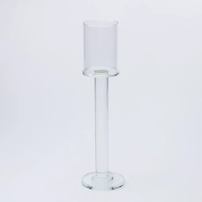 Підсвічник скляний на ніжці 8×31 см підсвічник келих декоративний прозорий (HP-4-43S) - изображение 1
