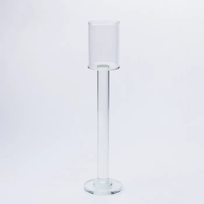 Підсвічник скляний на ніжці 8×36 см підсвічник келих декоративний прозорий (HP-4-44M) - изображение 1