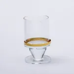 Підсвічник скляний на ніжці з золотою окантовкою 6×10 см підсвічник келих декоративний прозорий (HP-4-32S)