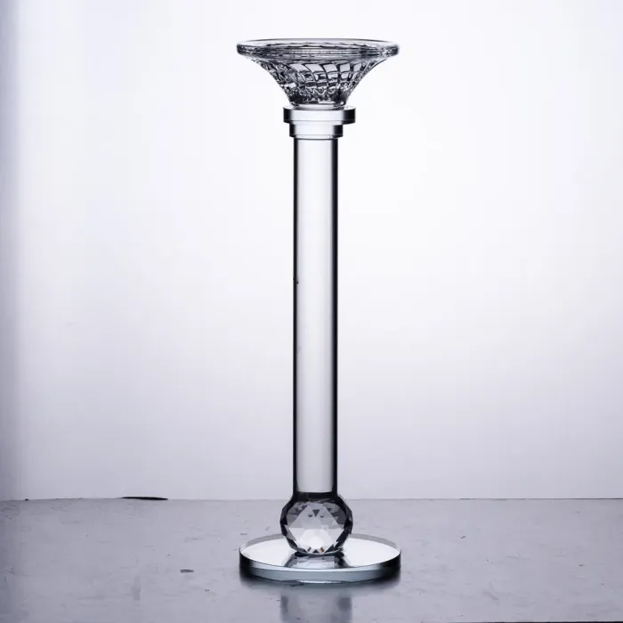 Підсвічник скляний на тонкій ніжці 9×29 см прозорий декоративний підсвічник на стіл (HP-4-7S) - изображение 3