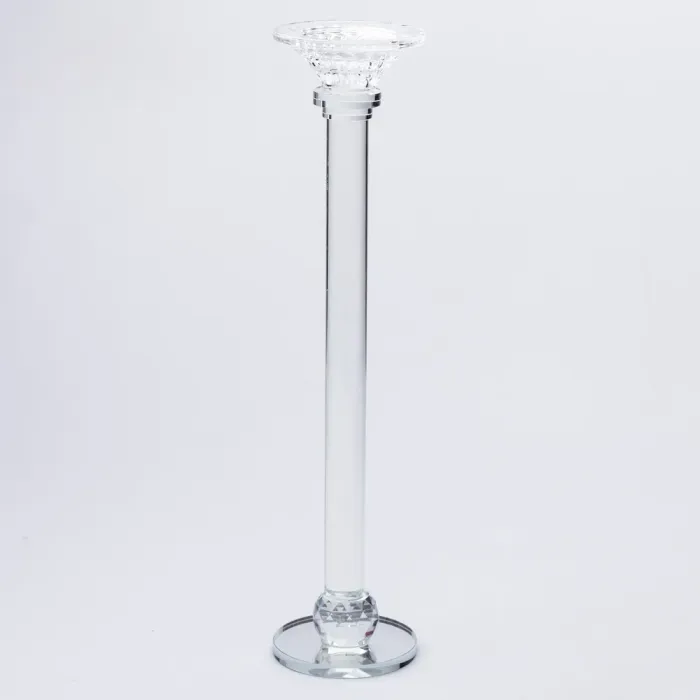 Підсвічник скляний на тонкій ніжці 9×39 см прозорий декоративний підсвічник на стіл (HP-4-9L) - изображение 1