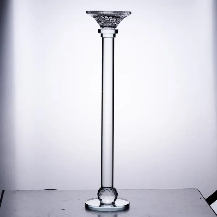 Підсвічник скляний на тонкій ніжці 9×39 см прозорий декоративний підсвічник на стіл (HP-4-9L) - изображение 3