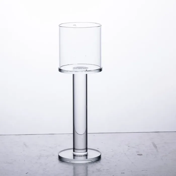 Підсвічник скляний на високій ніжці 6×18.5 см підсвічник келих декоративний прозорий (HP-4-39L) - изображение 1