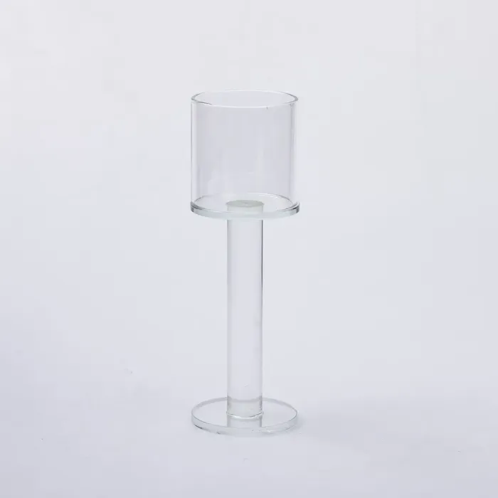 Підсвічник скляний на високій ніжці 6×18.5 см підсвічник келих декоративний прозорий (HP-4-39L) - изображение 2