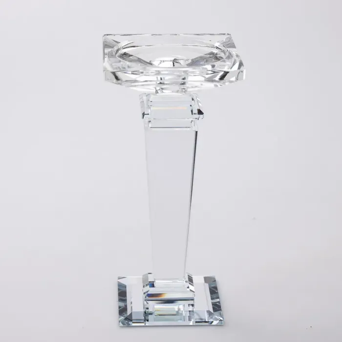 Підсвічник скляний на високій ніжці 9.5×9.5×20 см декоративний прозорий (HP-4-52S) - изображение 3