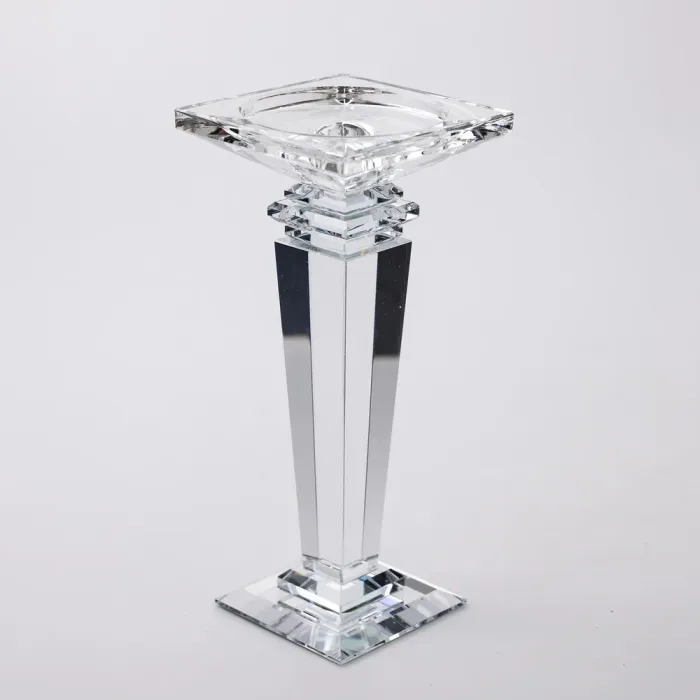 Підсвічник скляний на високій ніжці 9.5×9.5×22.5 см декоративний прозорий (HP-4-53M) - изображение 1